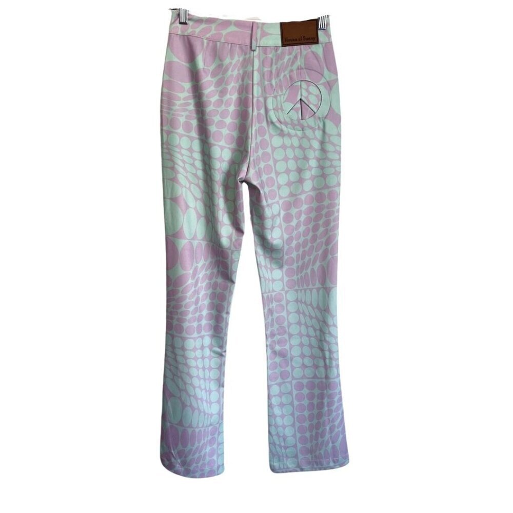 HOUSE OF SUNNY MINT LILAC PURPLE HAZE PARTY FLARE PANTS - 4 - Picture 3 of 11